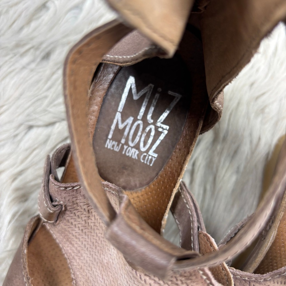 Miz Mooz Women's 39 8.5 9 Brown Leather Maya Wedge Gladiator Sandals Boho - Picture 5 of 9